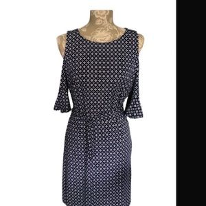 Donna Morgan open sleeve blue ruffle dress sz 4